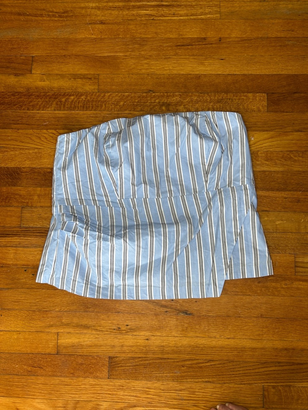 LOFT Light Blue and White Striped Strapless Top
